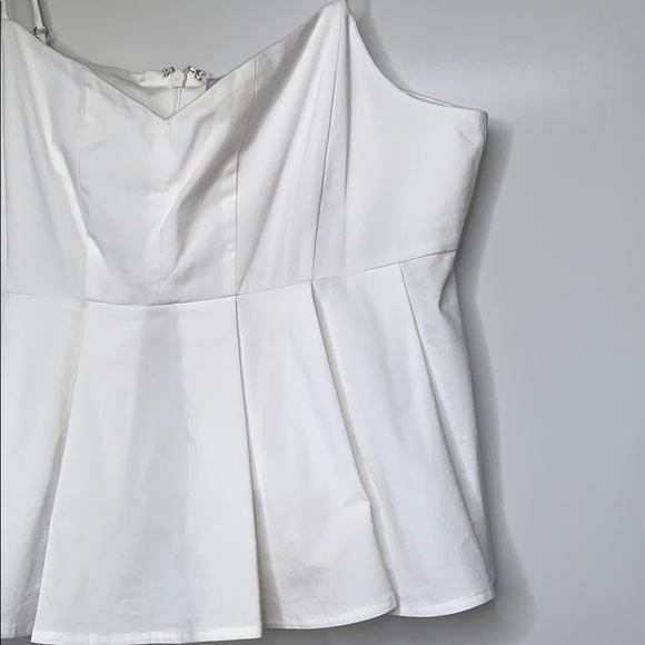 1 STATE • White Cream Plated Crop Blouse Top - Picture 2 of 5